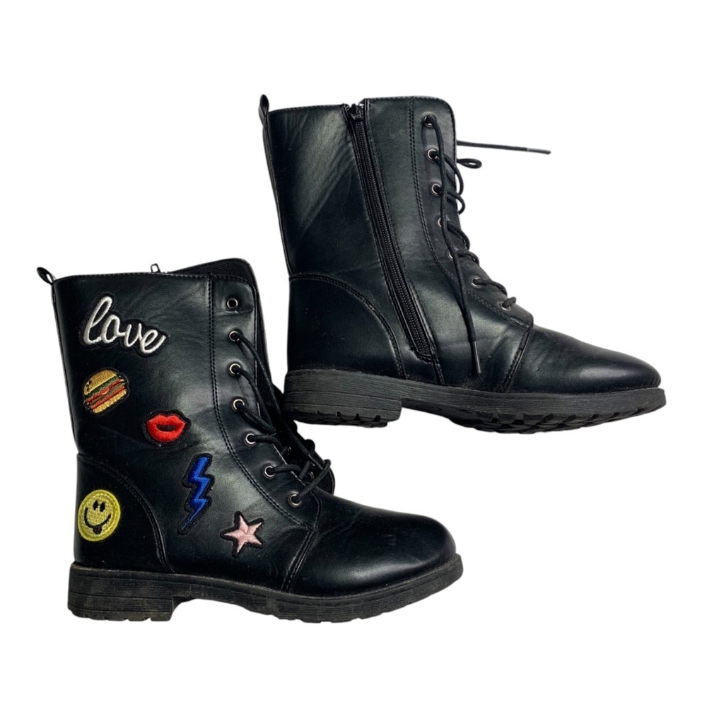 Kensie girls size 4 embroidered PU leather boots‎